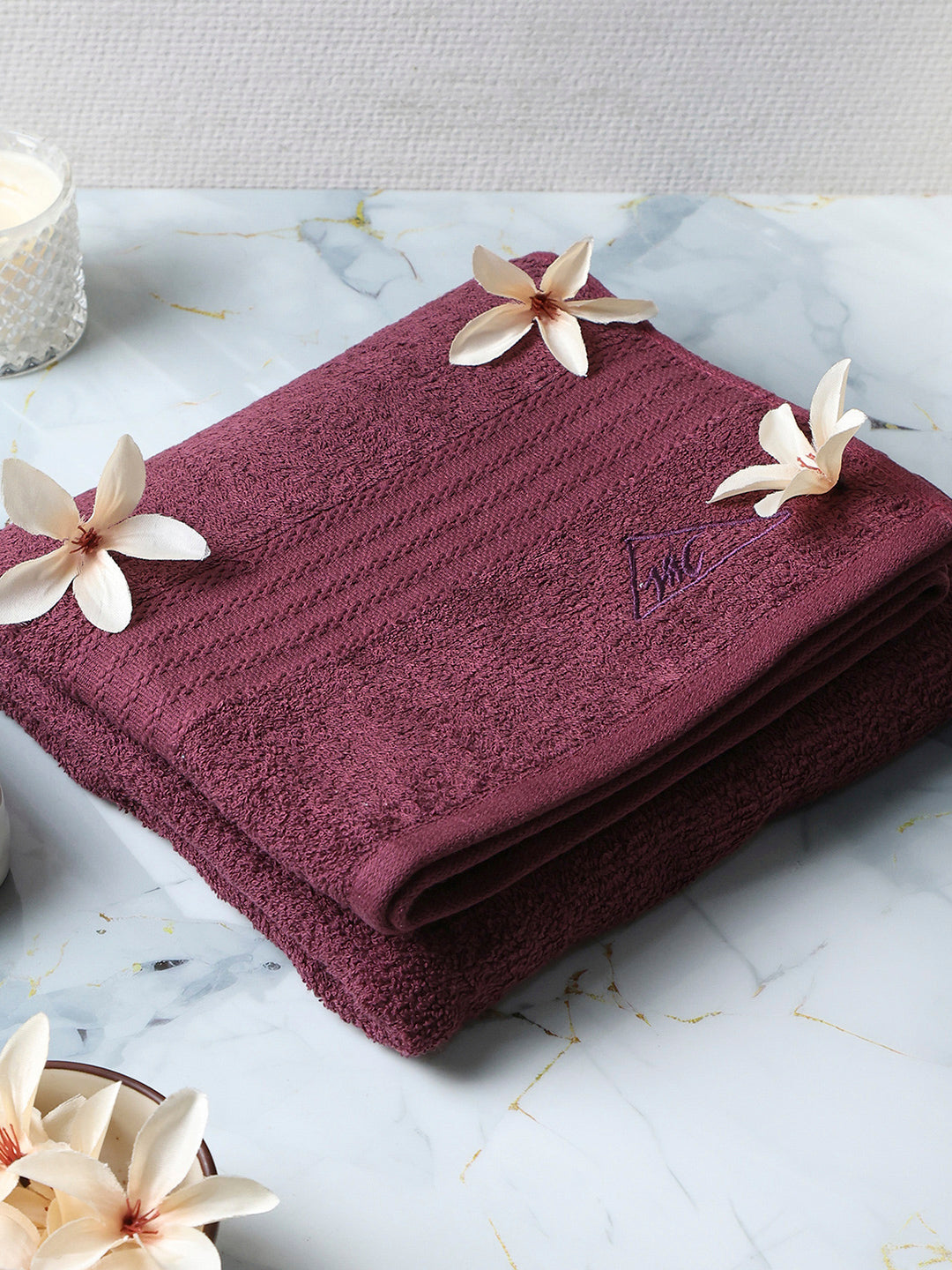 Maroon Cotton Solid 400 GSM Bath Towel (Jazz)