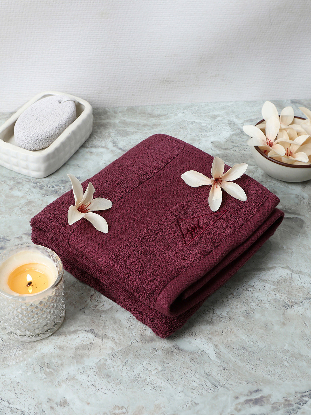 Maroon Cotton Solid 400 GSM Bath Towel (Jazz)