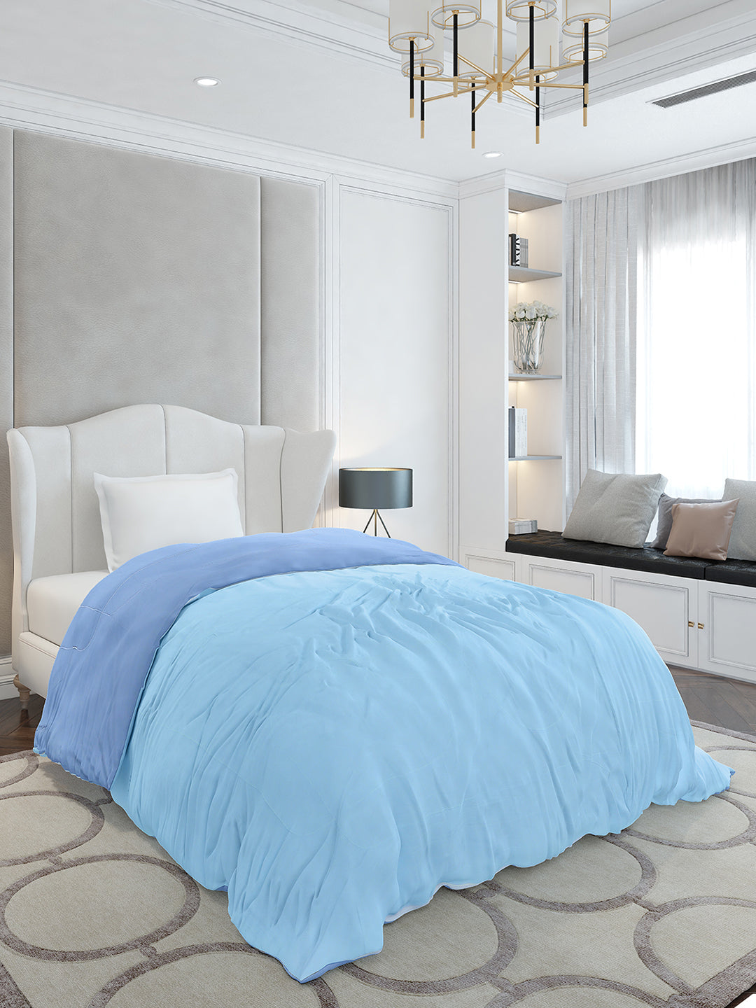 Solid Single Bed 110 GSM Comforter for AC Room - (Icefelgsb)