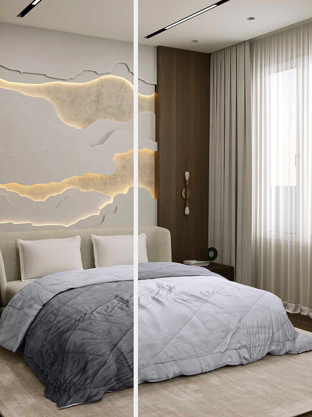 Solid Double Bed 3 Ply Comforter for AC Room - (Melange)