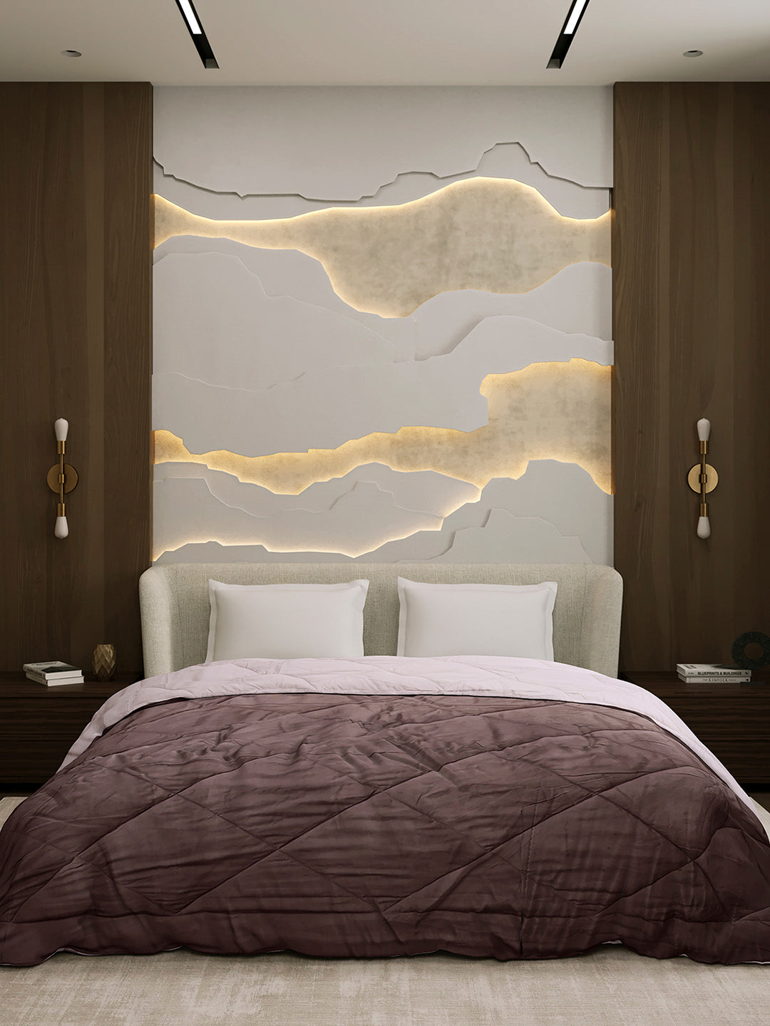 Solid Double Bed 3 Ply Comforter for AC Room - (Melange)