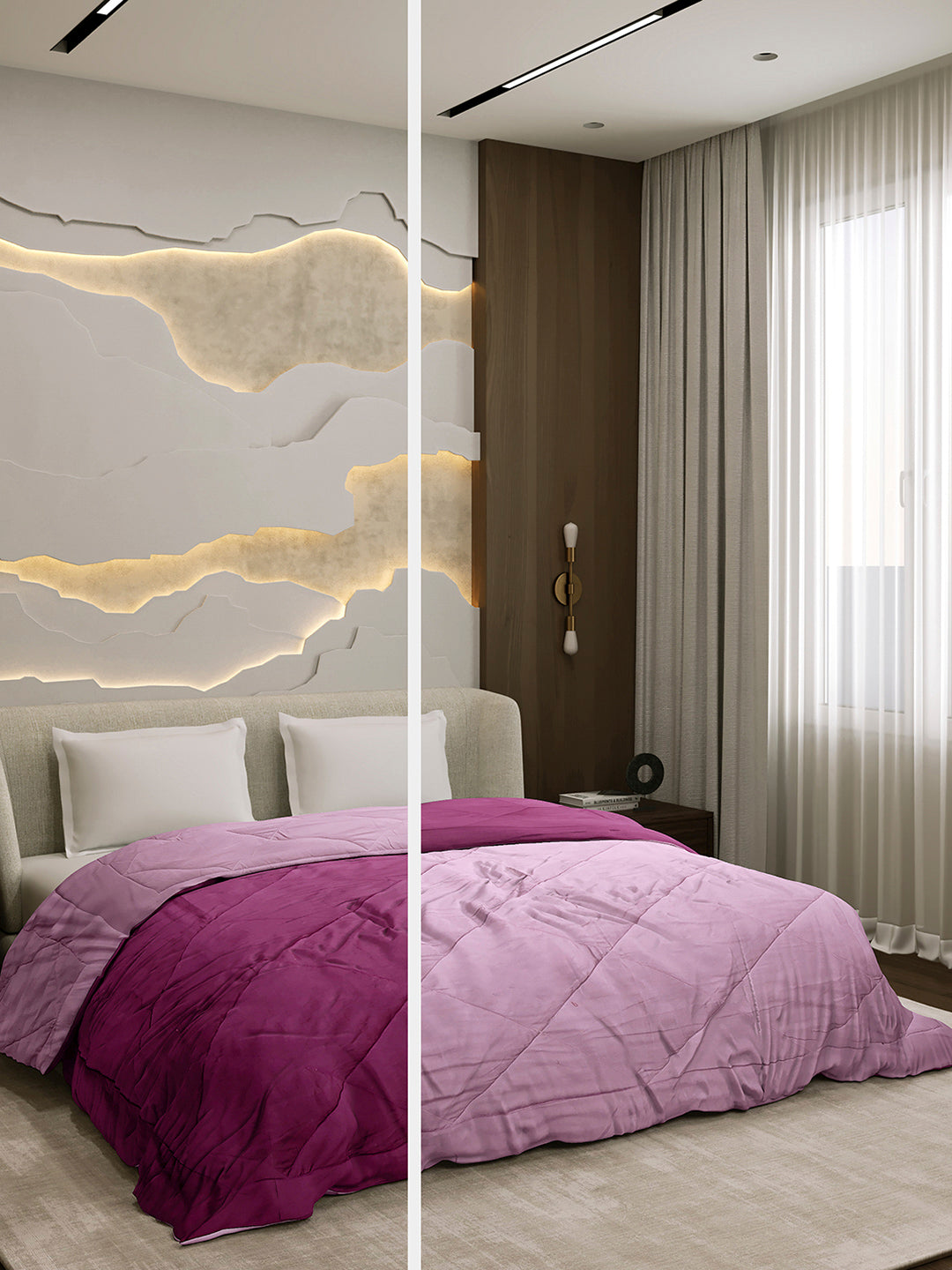 Solid Double Bed 3 Ply Comforter for AC Room - (Melange)