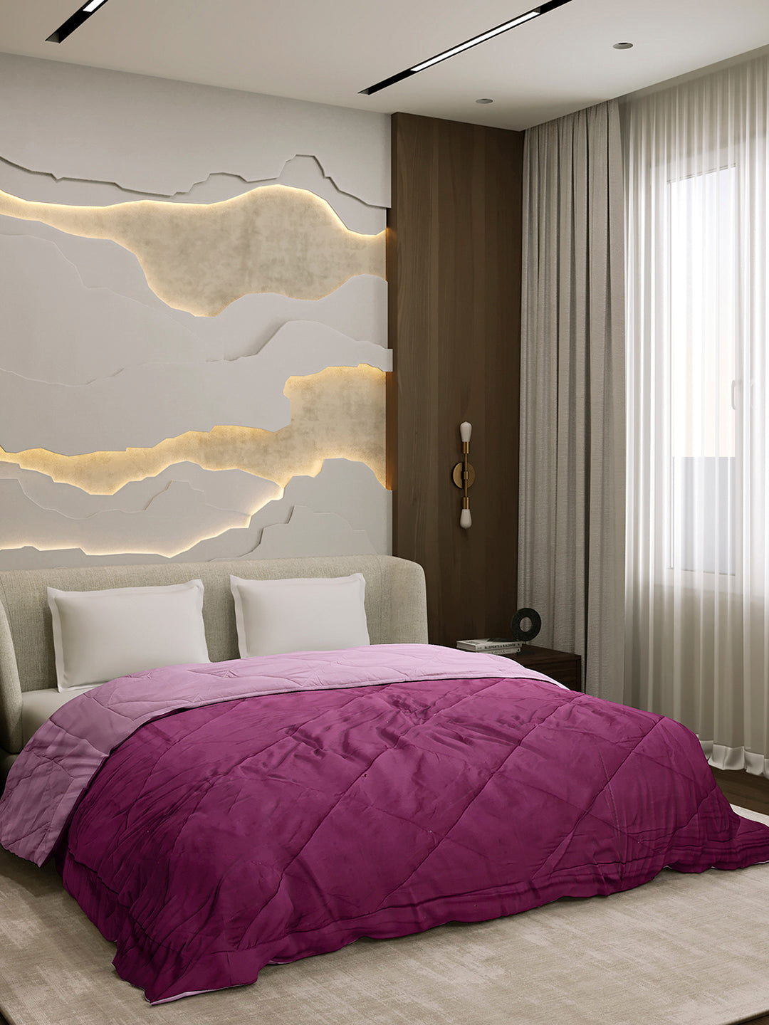 Solid Double Bed 3 Ply Comforter for AC Room - (Melange)