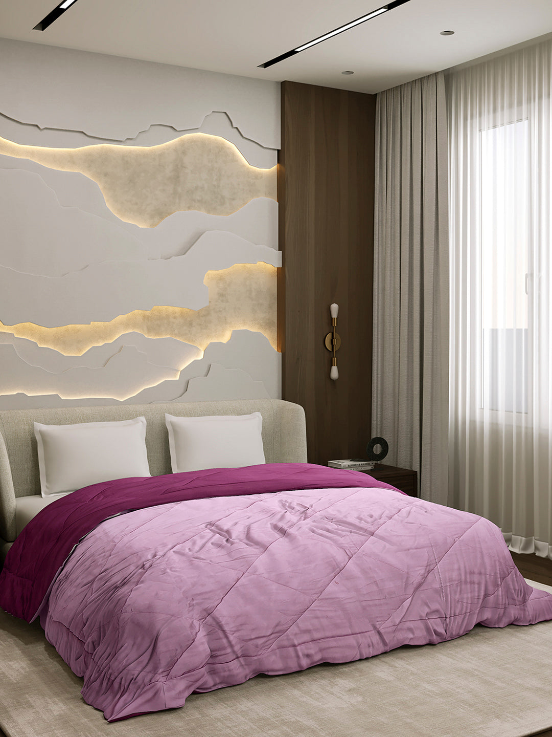 Solid Double Bed 3 Ply Comforter for AC Room - (Melange)