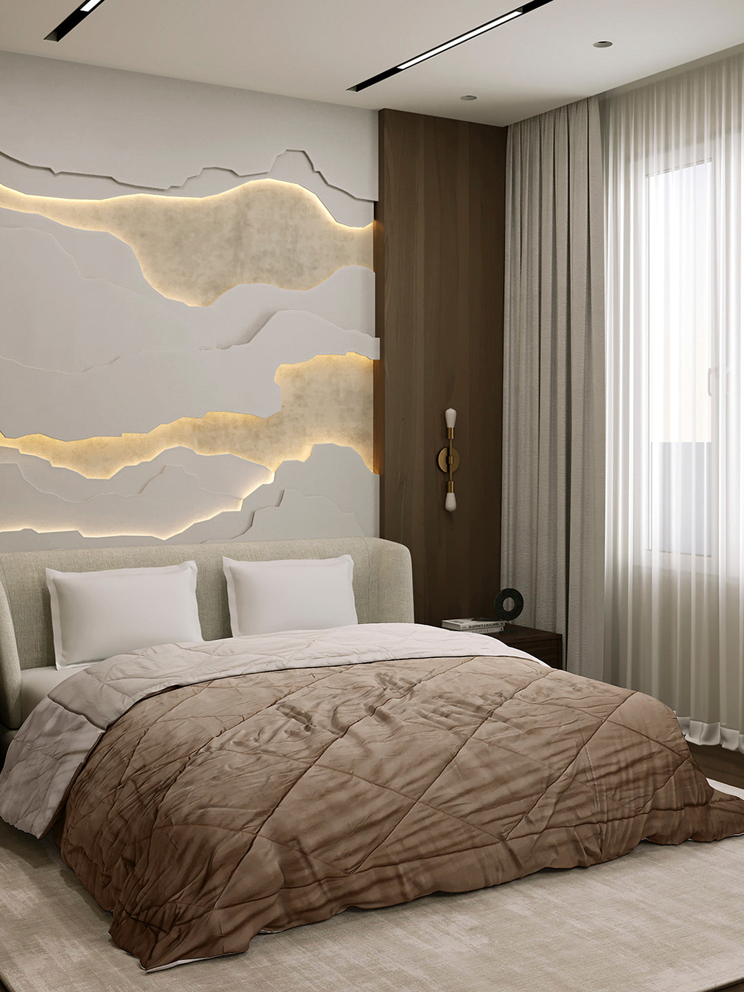 Solid Double Bed 3 Ply Comforter for AC Room - (Melange)