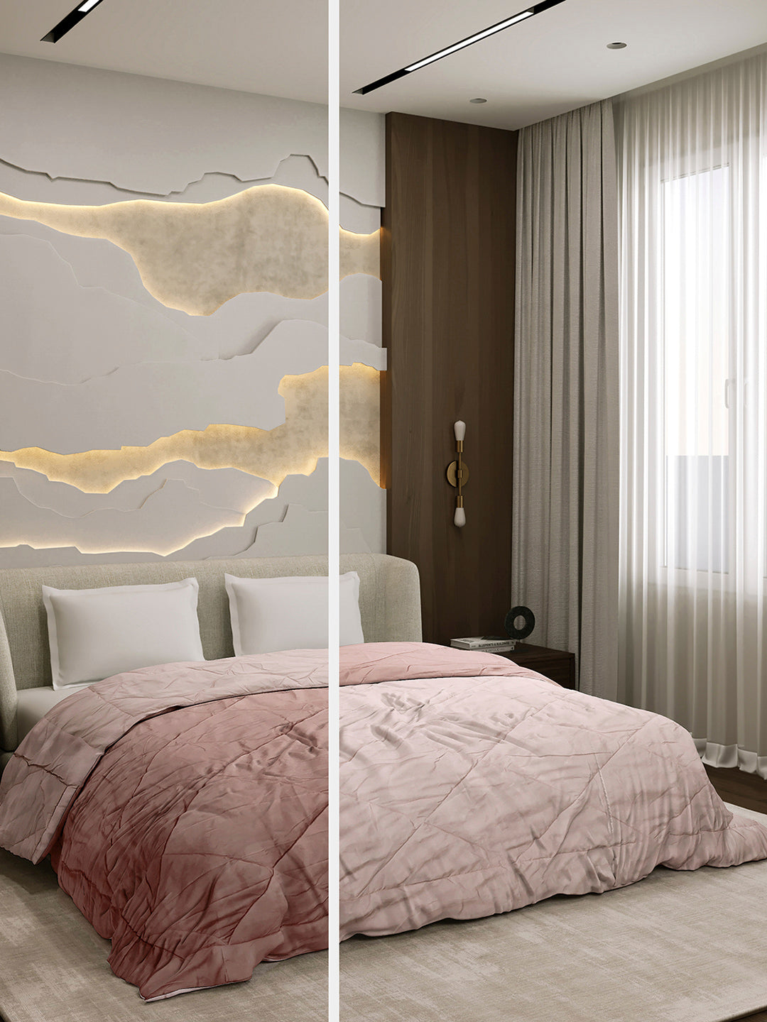 Solid Double Bed 3 Ply Comforter for AC Room - (Melange)