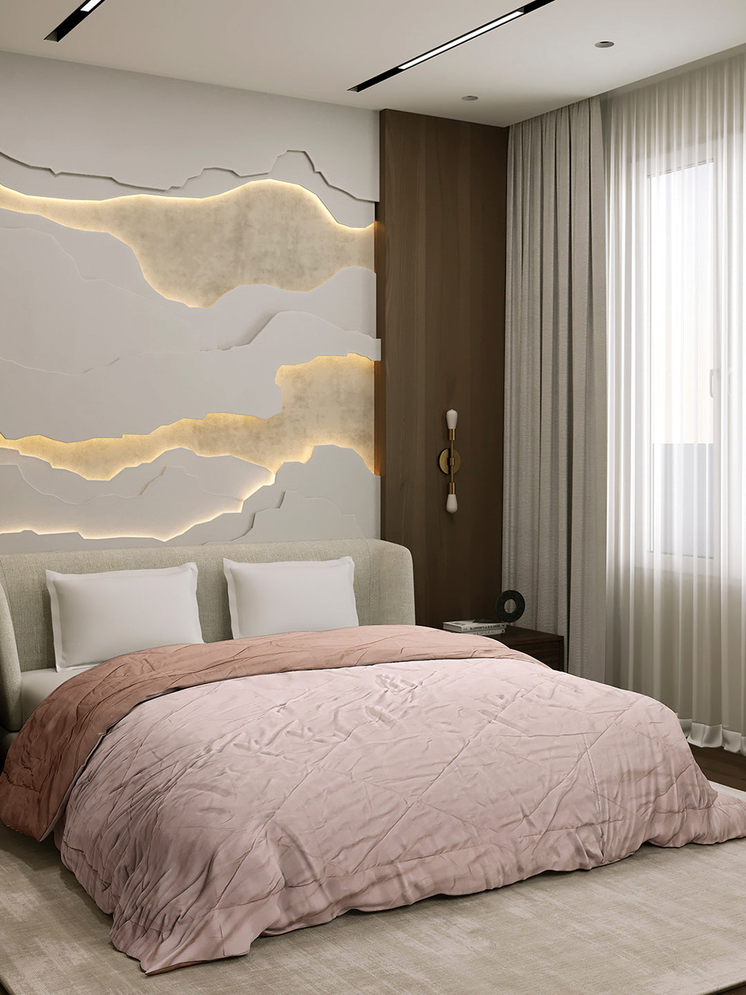 Solid Double Bed 3 Ply Comforter for AC Room - (Melange)