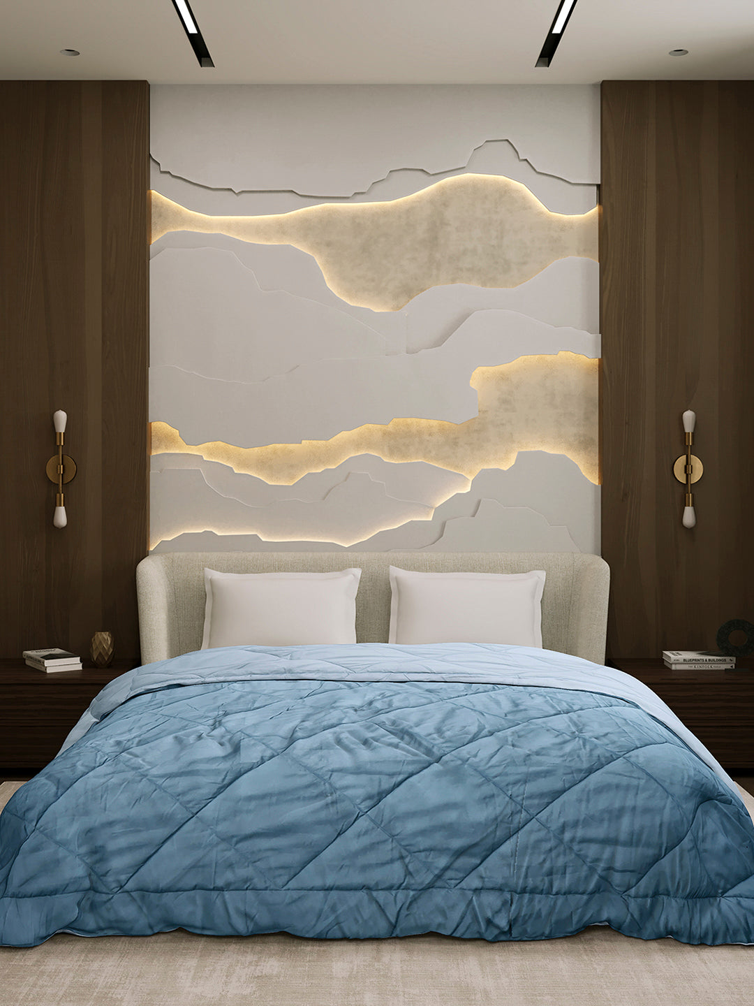 Solid Double Bed 3 Ply Comforter for AC Room - (Melange)