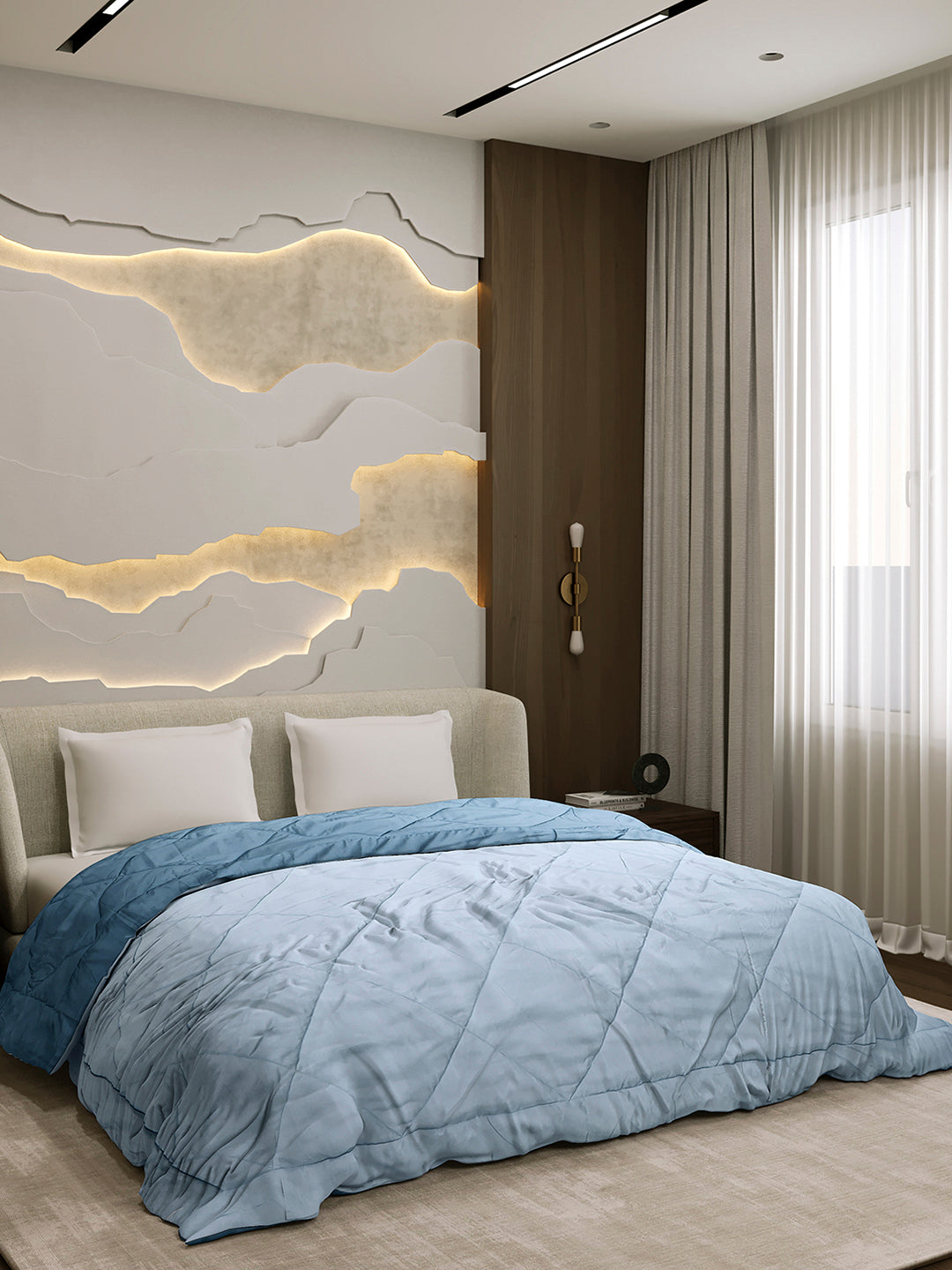 Solid Double Bed 3 Ply Comforter for AC Room - (Melange)