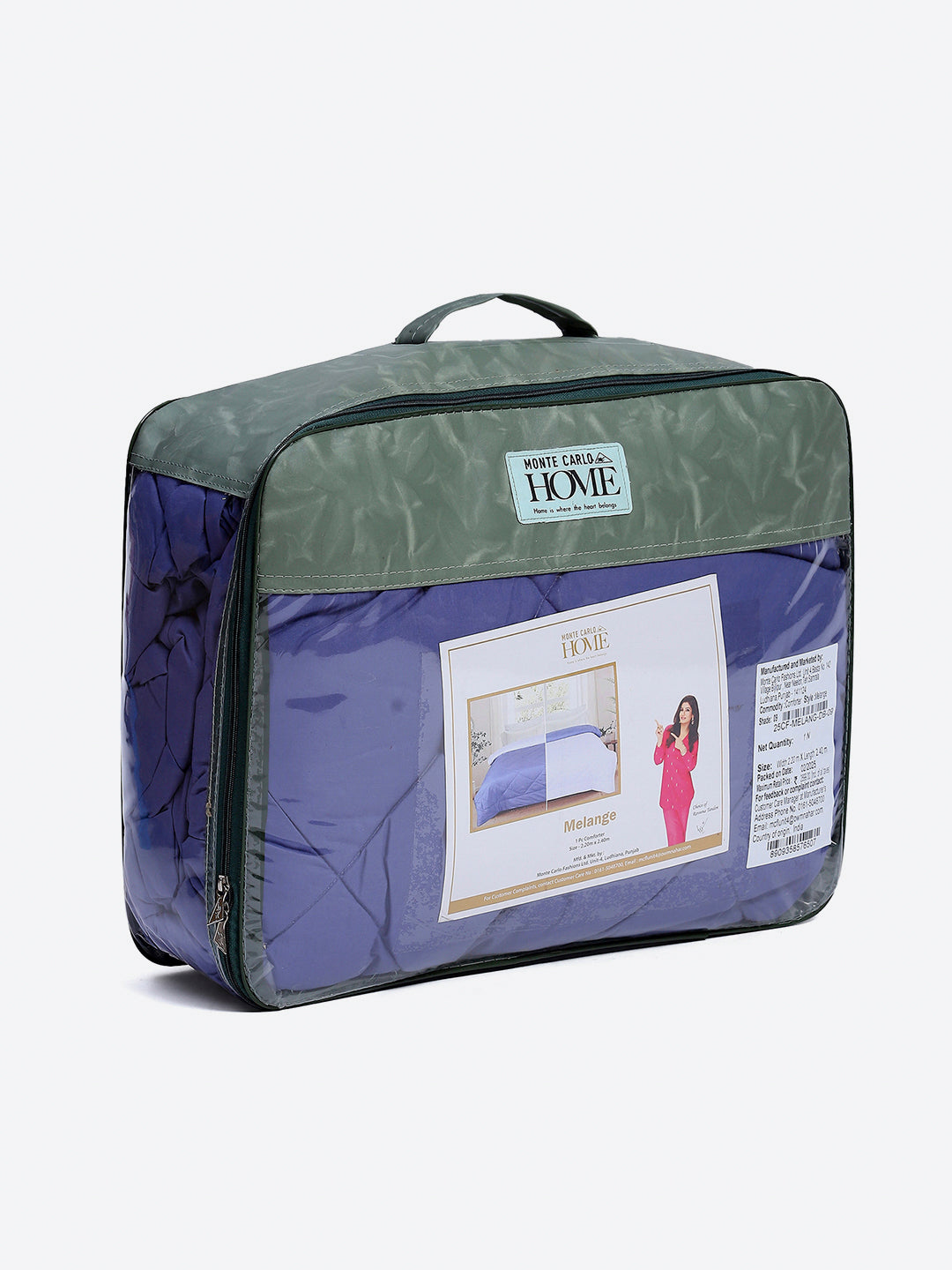 Solid Double Bed 3 Ply Comforter for AC Room - (Melange)