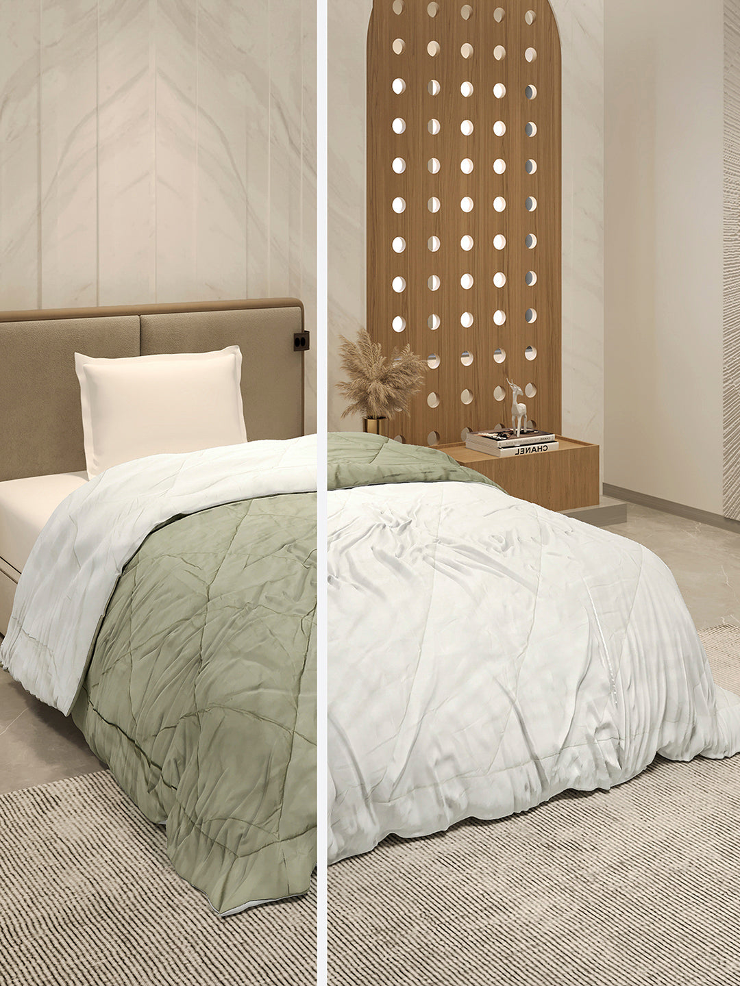 Solid Single Bed 3 Ply Comforter for AC Room - (Melange)