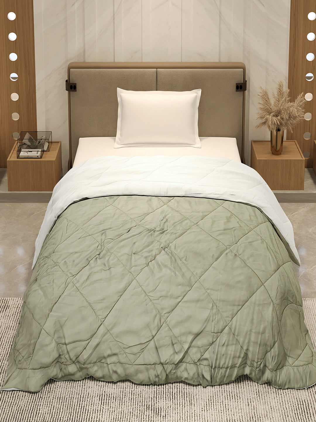 Solid Single Bed 3 Ply Comforter for AC Room - (Melange)