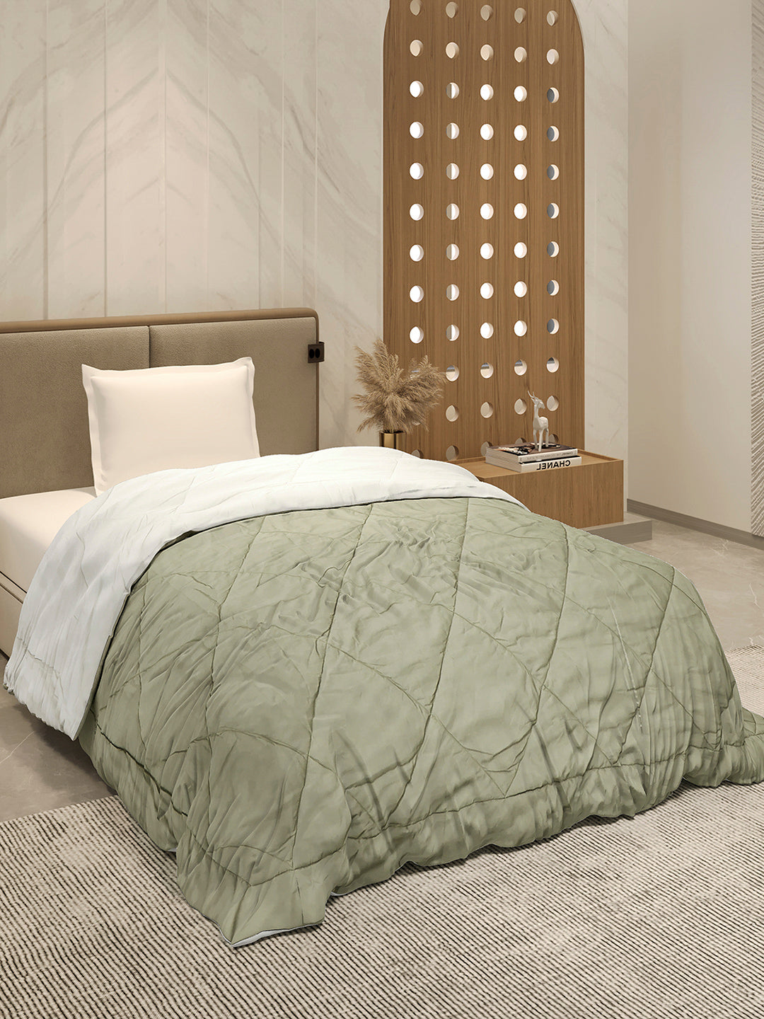 Solid Single Bed 3 Ply Comforter for AC Room - (Melange)