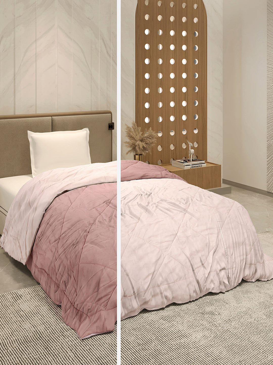 Solid Single Bed 3 Ply Comforter for AC Room - (Melange)