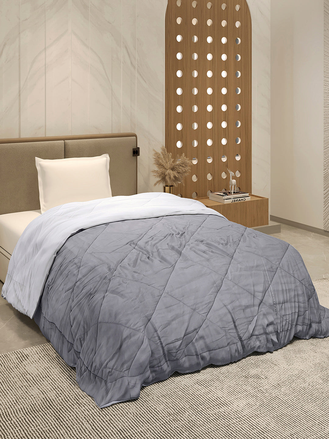 Solid Single Bed 3 Ply Comforter for AC Room - (Melange)