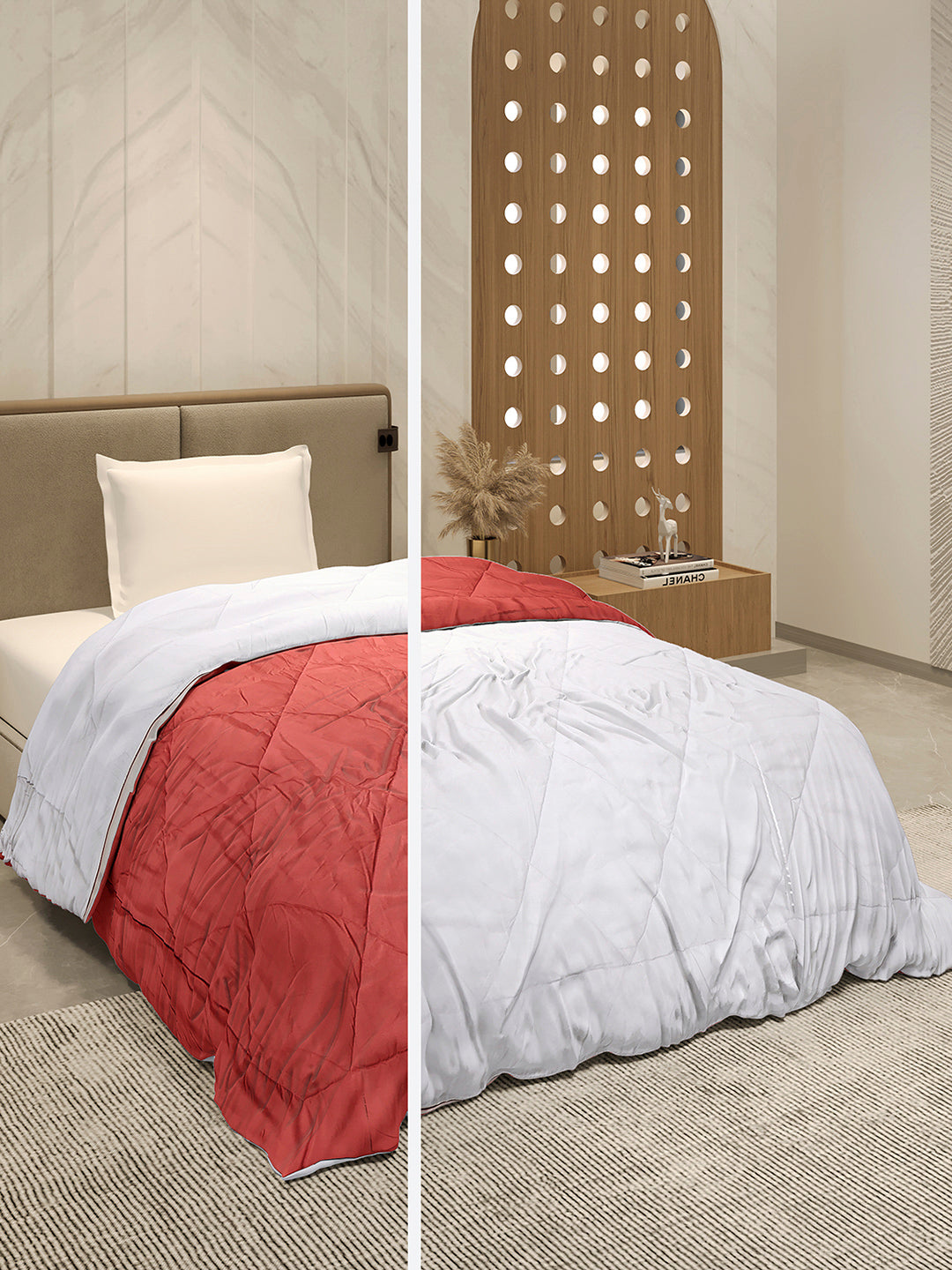 Solid Single Bed 3 Ply Comforter for AC Room - (Melange)