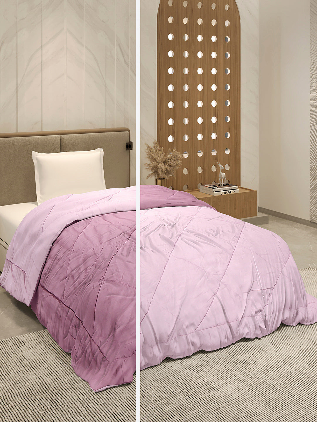 Solid Single Bed 3 Ply Comforter for AC Room - (Melange)