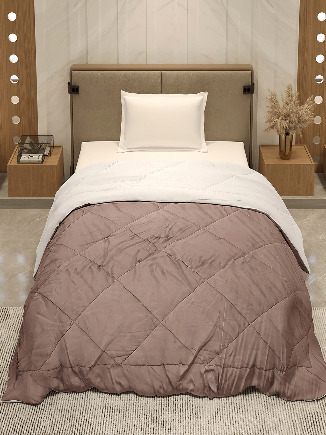 Solid Single Bed 3 Ply Comforter for AC Room - (Melange)