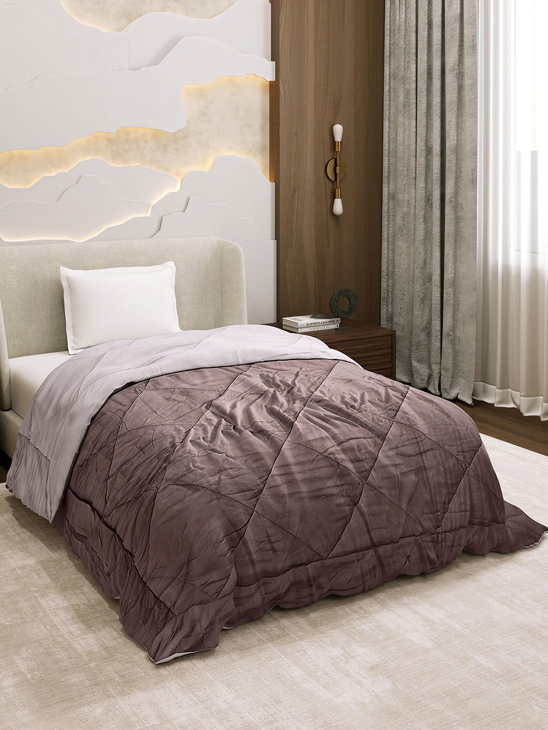 Solid Single Bed 3 Ply Comforter for AC Room - (Melange)