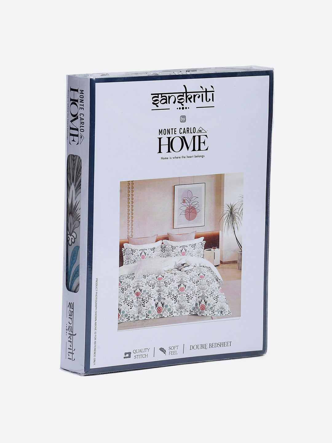 Printed Double Bed 130 GSM 4 Pc Bedding Set (1 Bedsheet, 1 AC Comforter & 2 Pillow Cover)