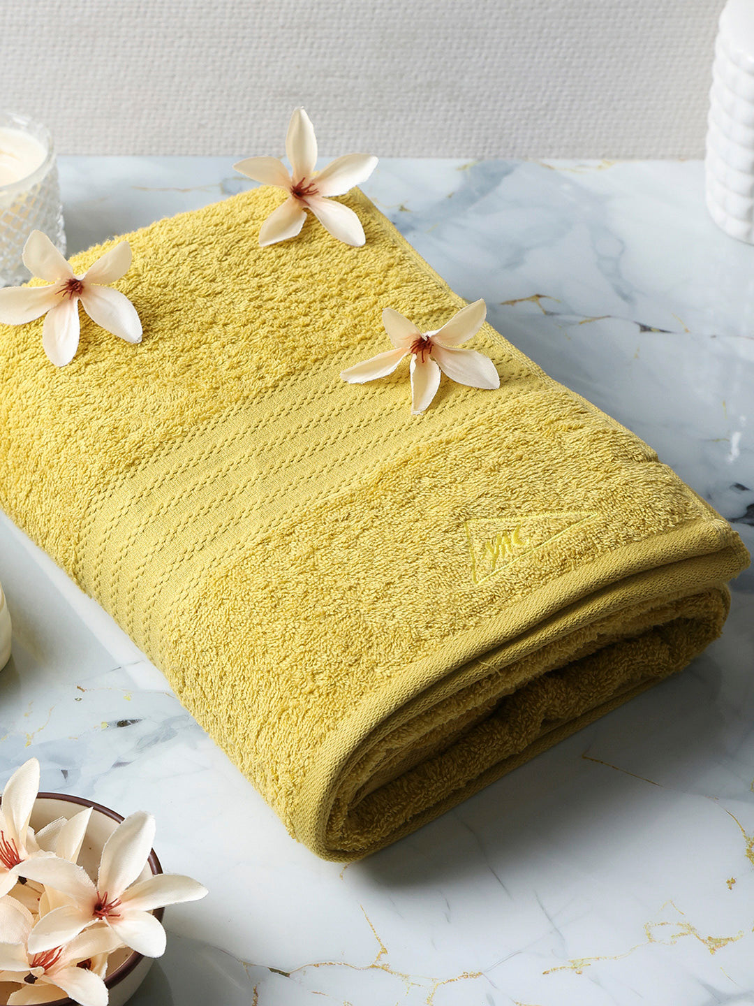 Yellow Cotton Solid 400 GSM Car Towel (Jazz)