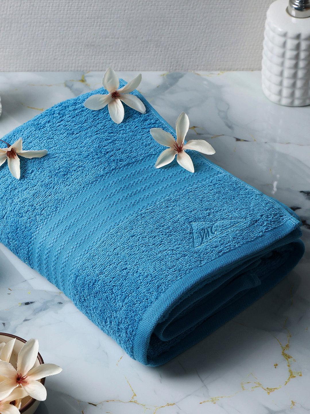 Aqua Blue Cotton Solid 400 GSM Car Towel (Jazz)