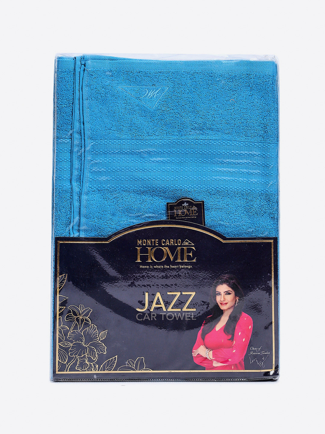Aqua Blue Cotton Solid 400 GSM Car Towel (Jazz)