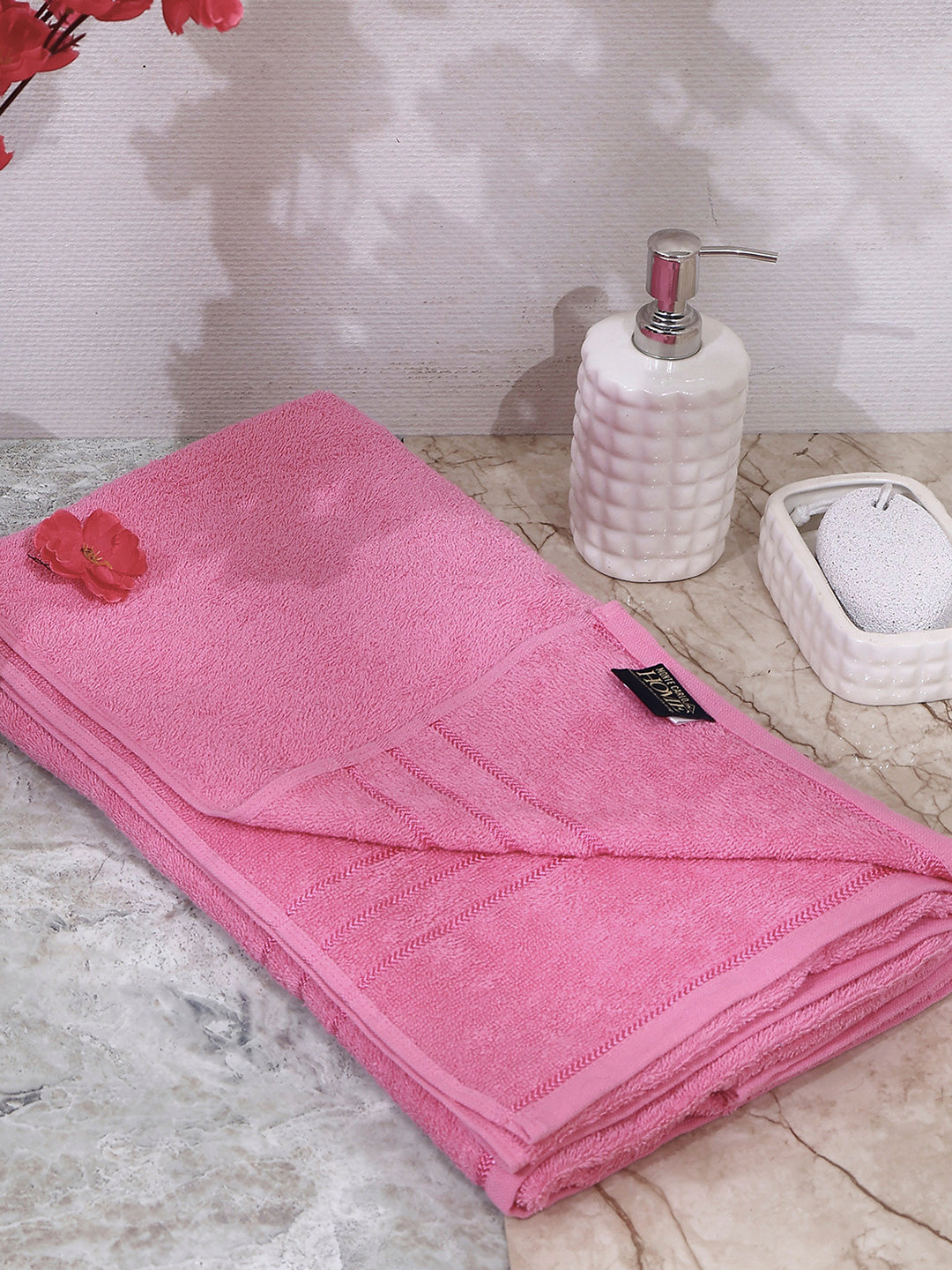 Pink Cotton Solid 350 GSM Car Towel (Soho)
