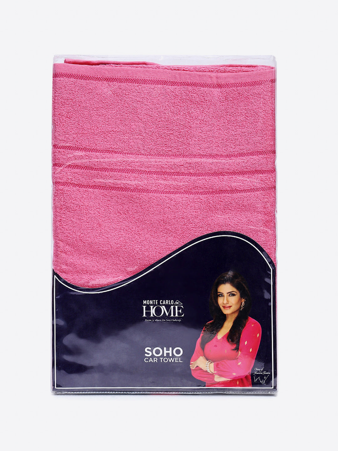 Pink Cotton Solid 350 GSM Car Towel (Soho)
