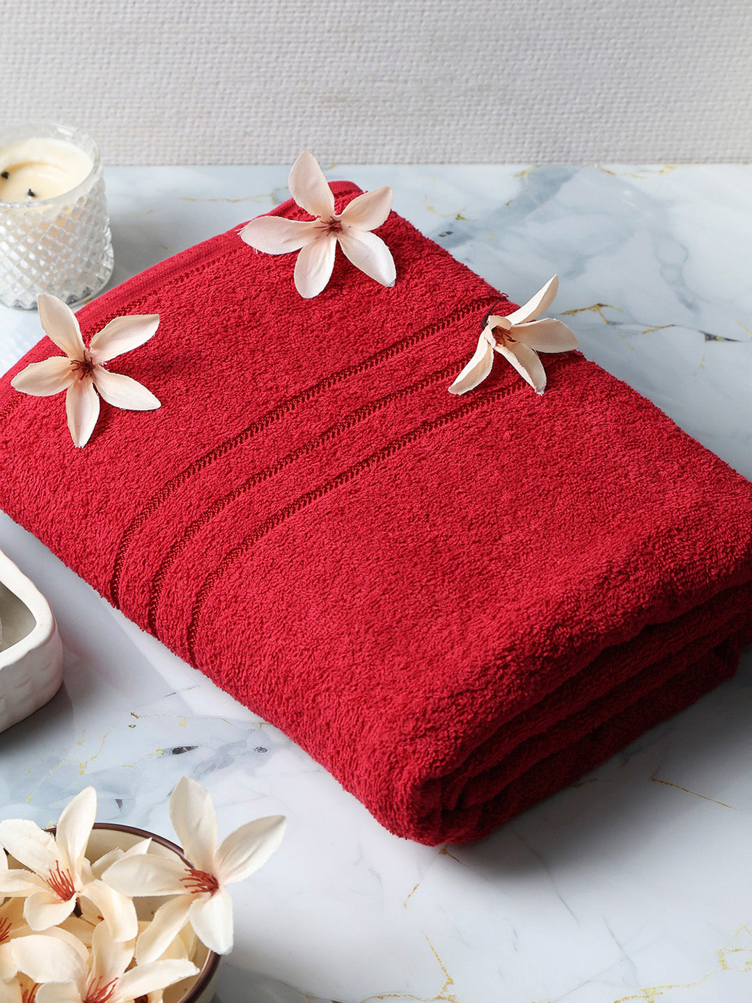 Red Cotton Solid 350 GSM Car Towel (Soho)