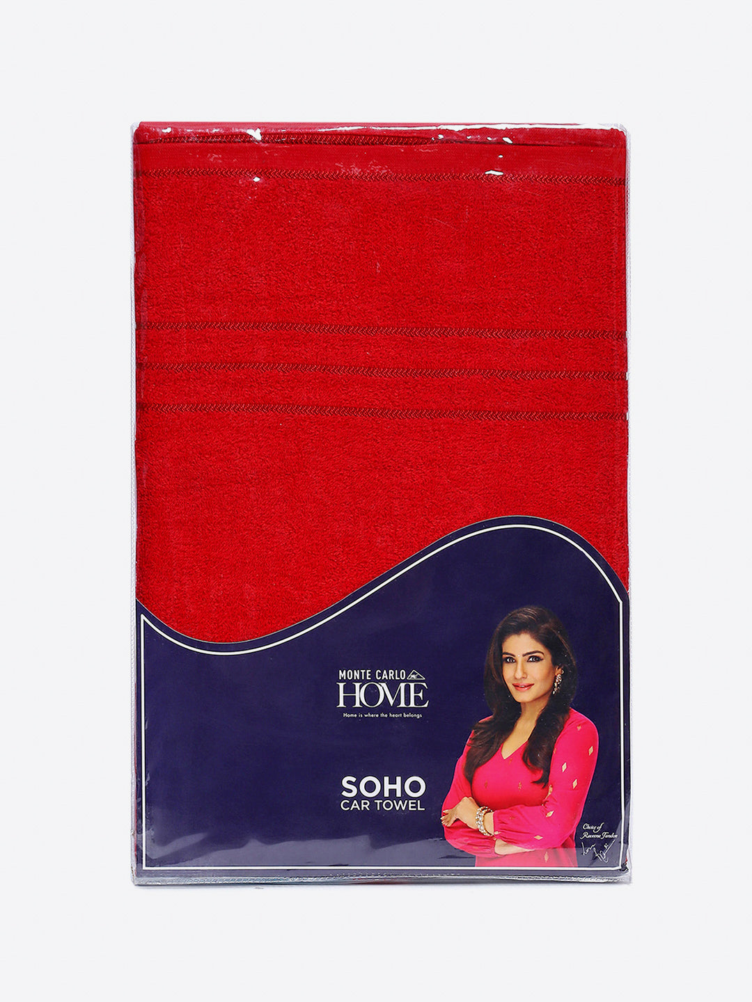 Red Cotton Solid 350 GSM Car Towel (Soho)
