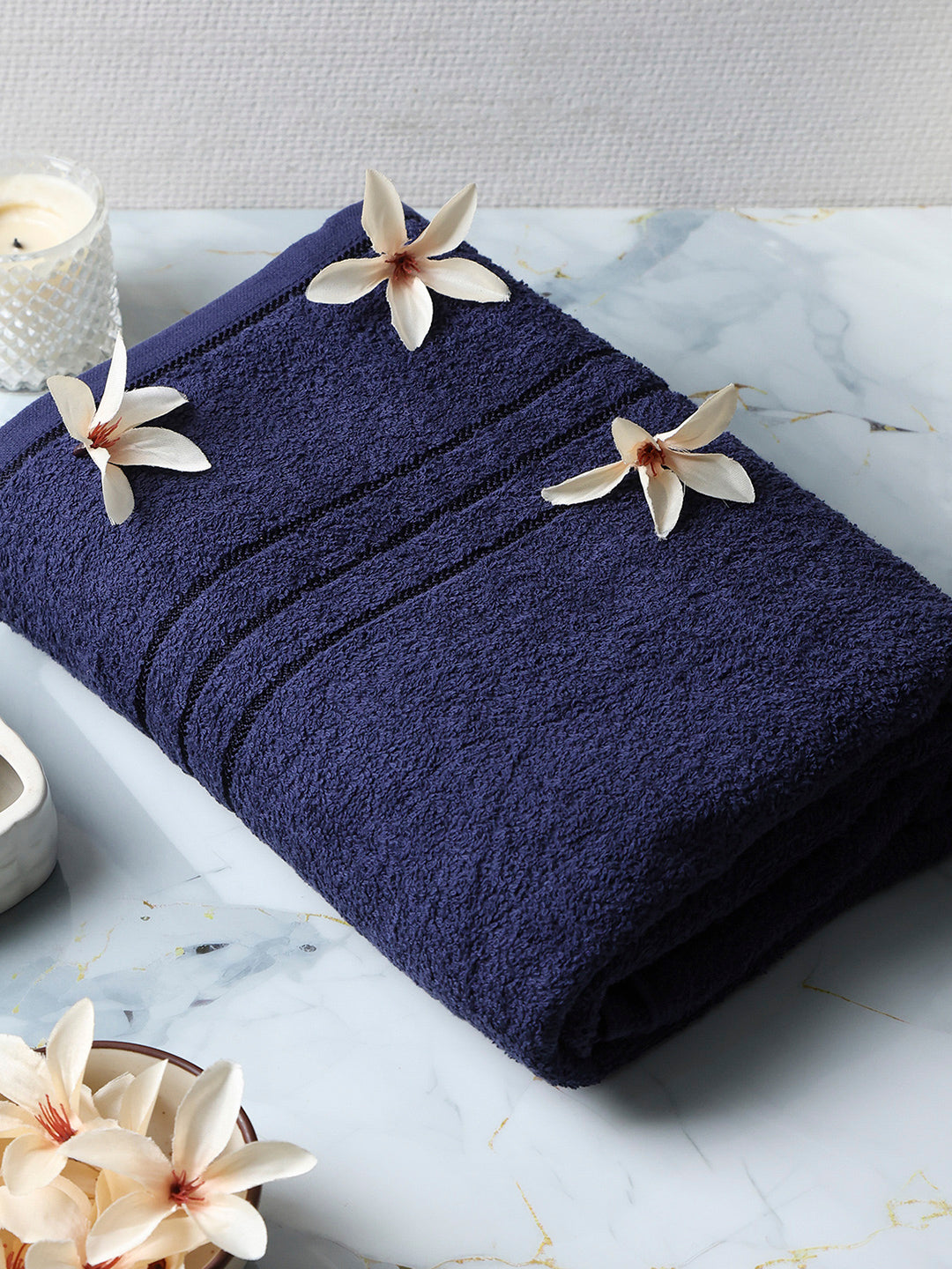 Navy Blue Cotton Solid 350 GSM Car Towel (Soho)
