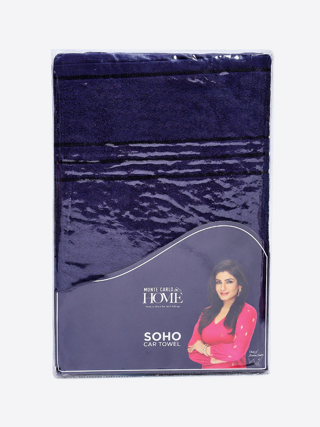 Navy Blue Cotton Solid 350 GSM Car Towel (Soho)