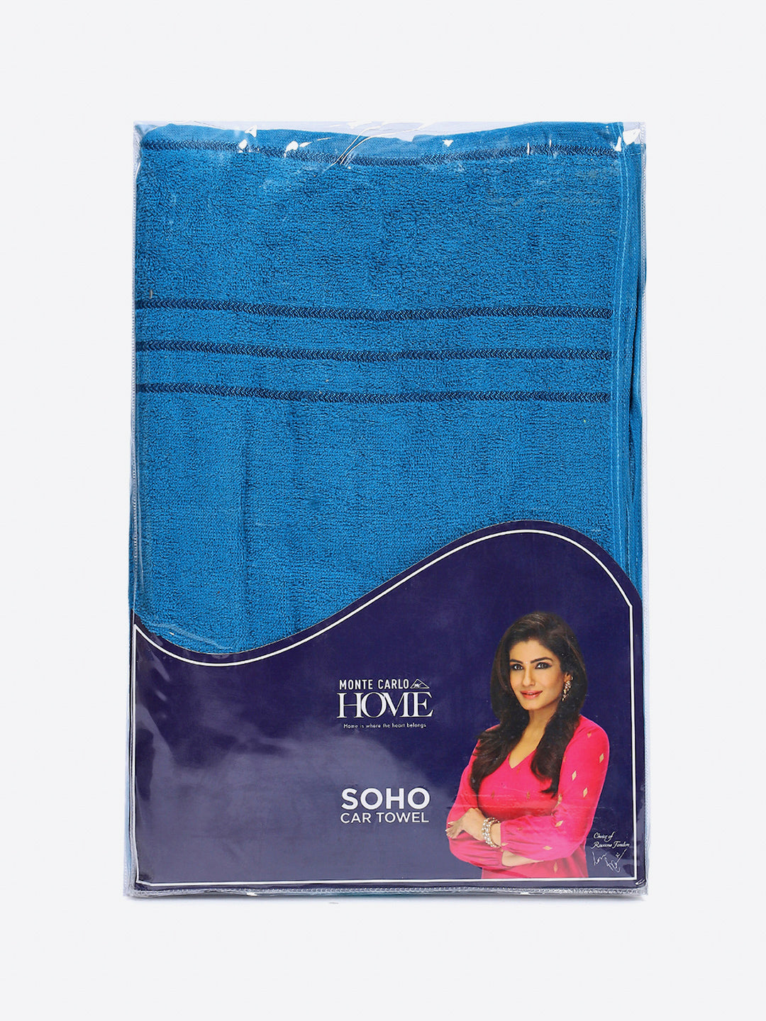 Blue Cotton Solid 350 GSM Car Towel (Soho)