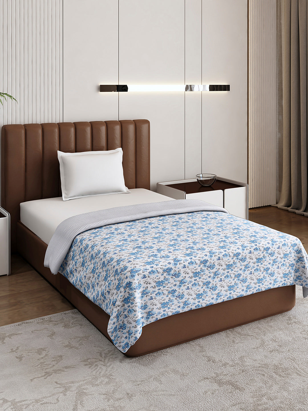 Floral Print Single Bed 150 GSM Dohar for Mild Winter - (Daisy)