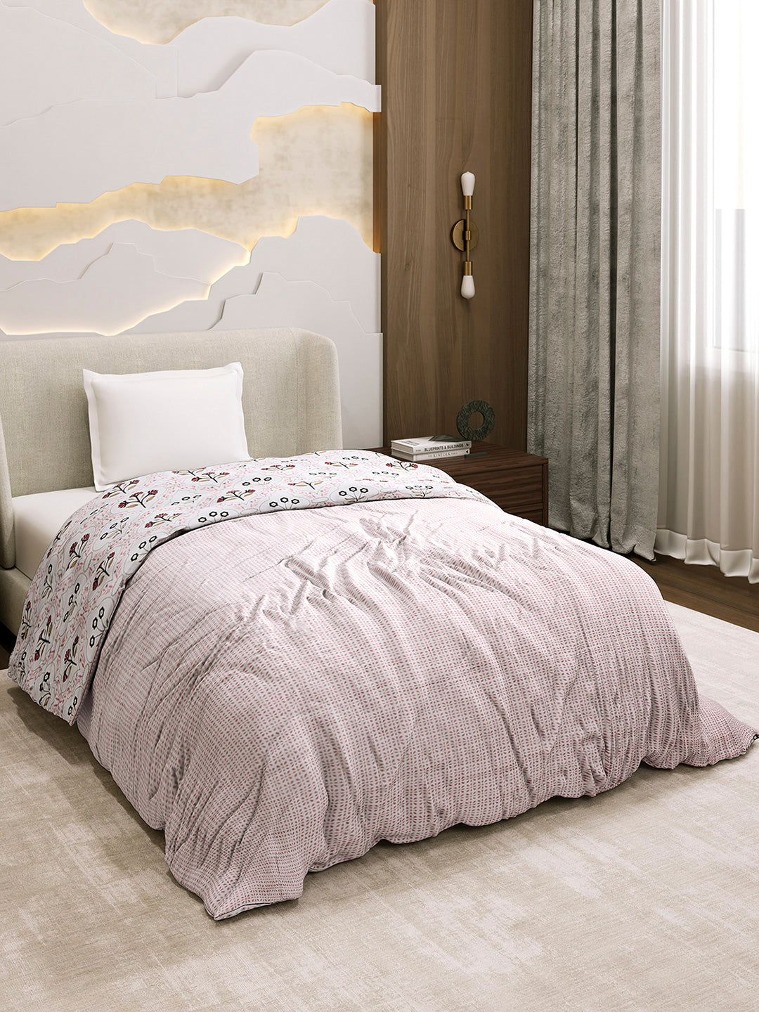 Printed Single Bed 1 Ply Dohar for Mild Winter - (Daisy)