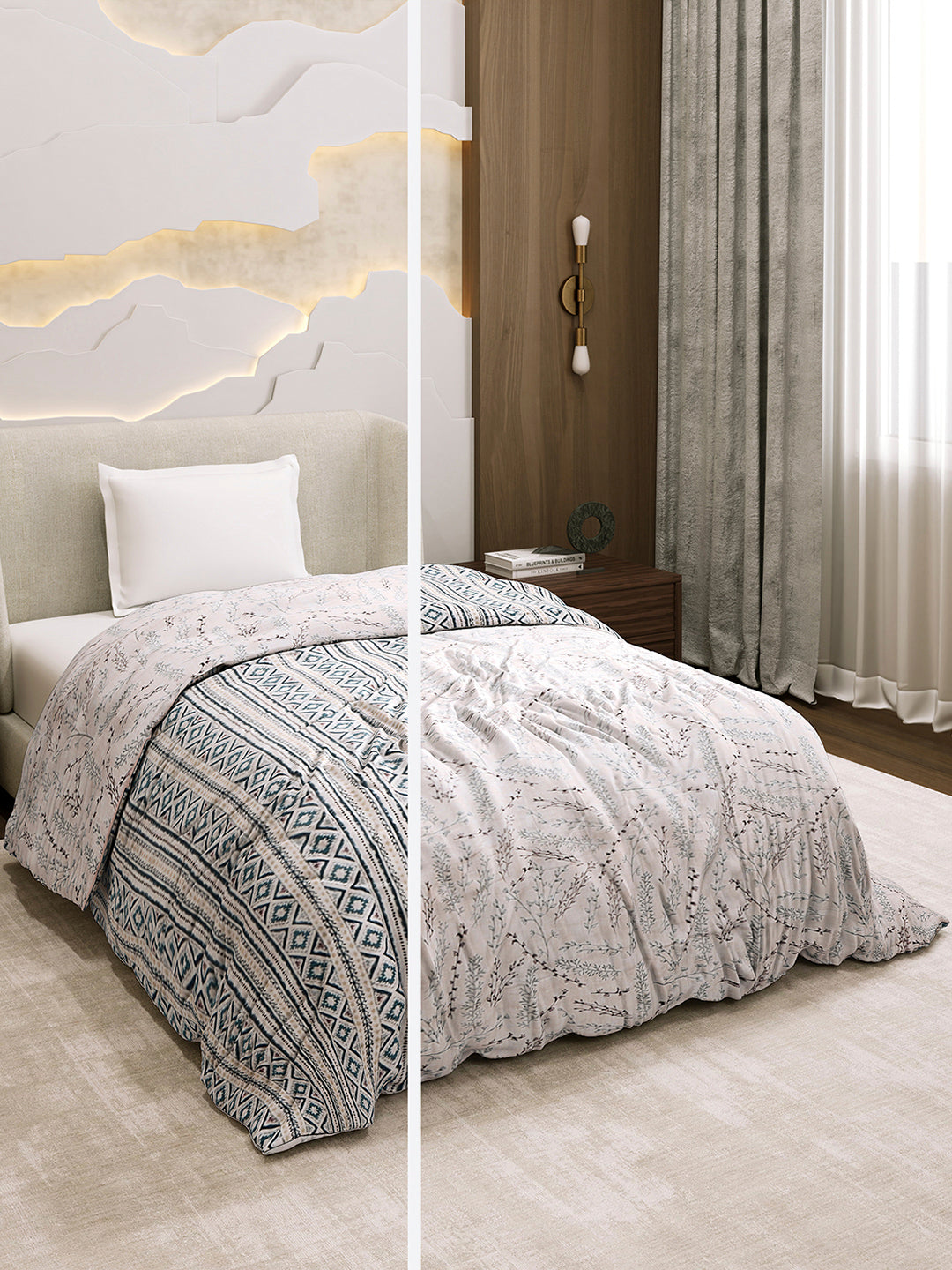 Printed Single Bed 1 Ply Dohar for Mild Winter - (Daisy)