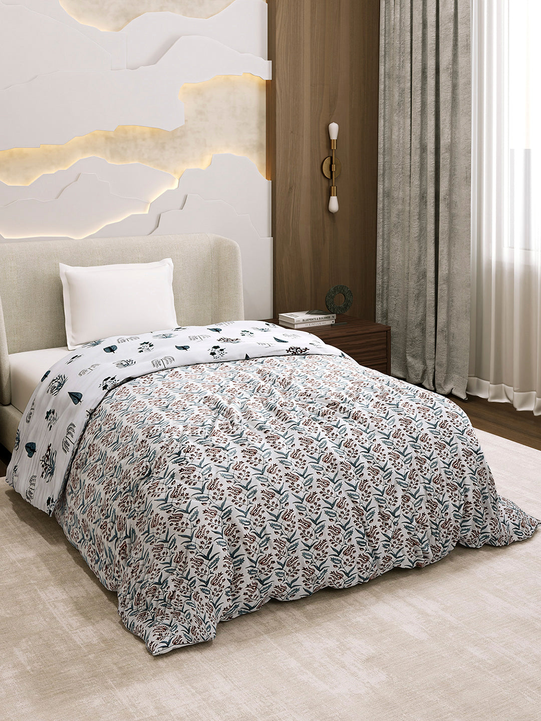Printed Single Bed 1 Ply Dohar for Mild Winter - (Daisy)