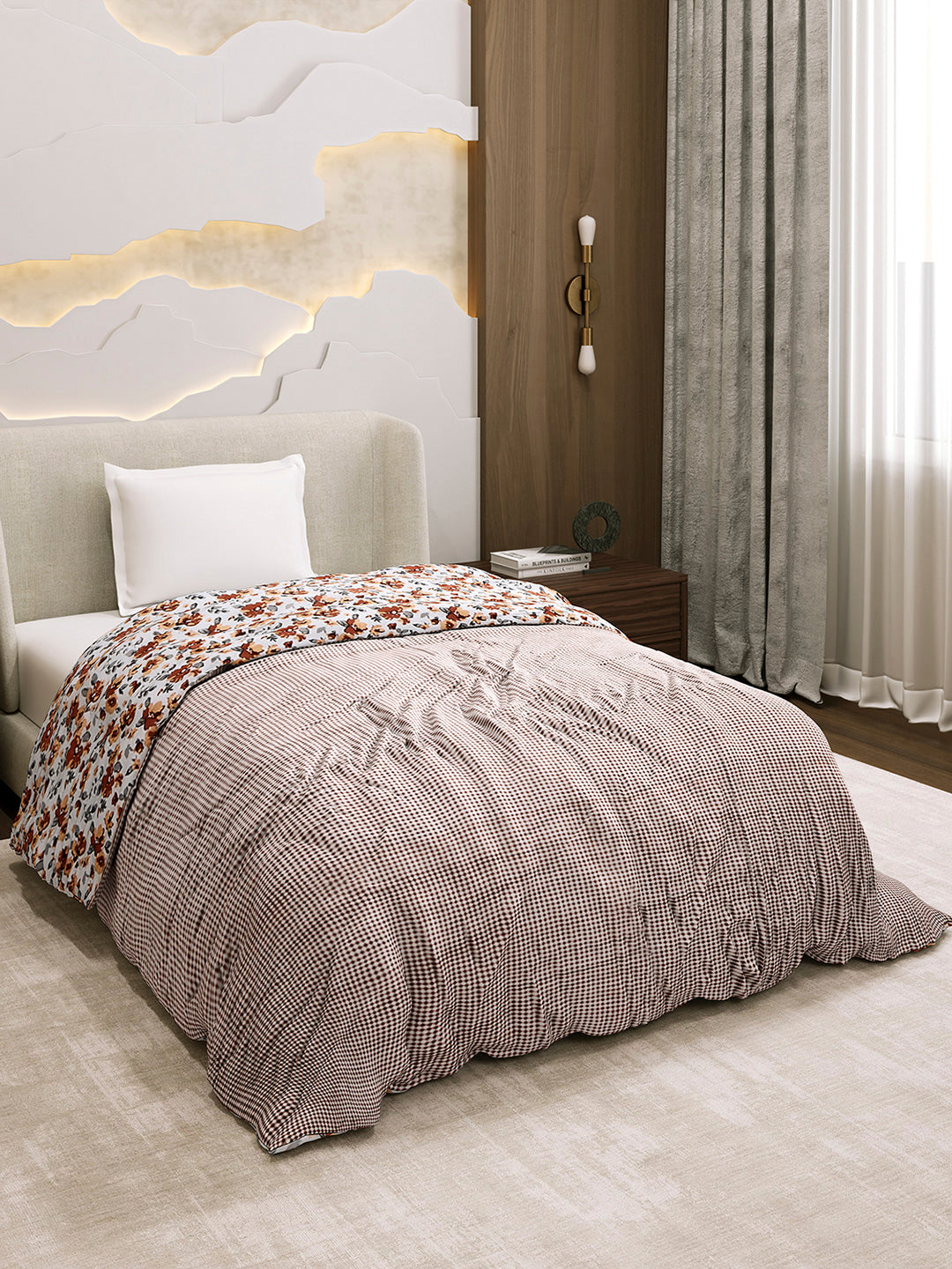 Printed Single Bed 1 Ply Dohar for Mild Winter - (Daisy)