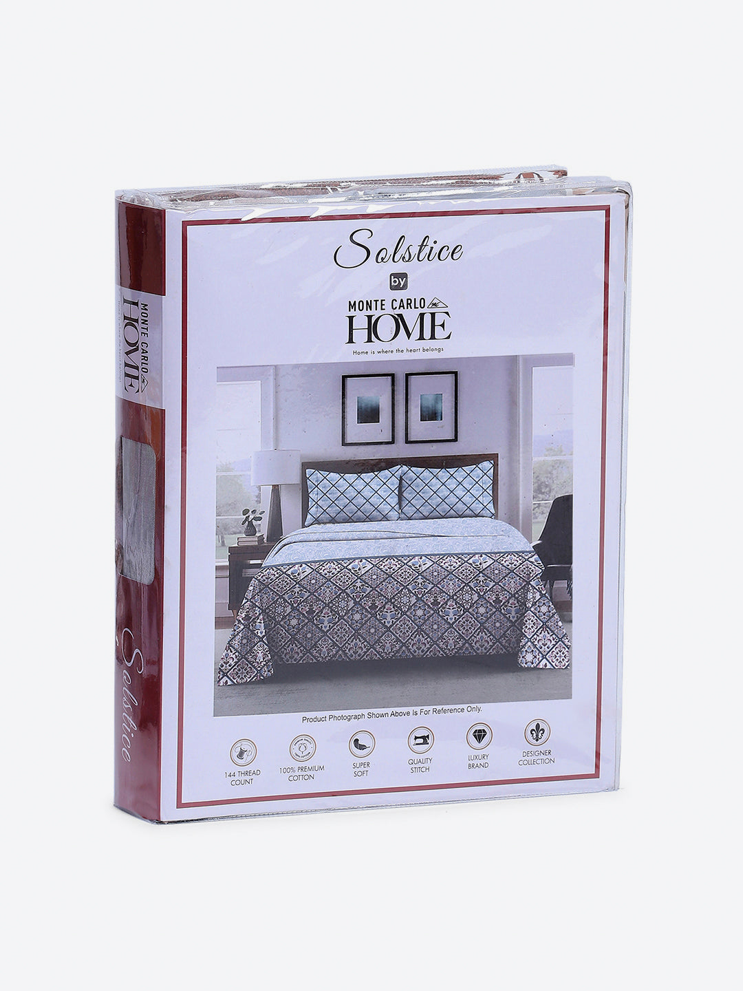 144 TC Cotton Double Bed 1 Fitted Bedsheet with 2 Pillow Cover (Solstice)