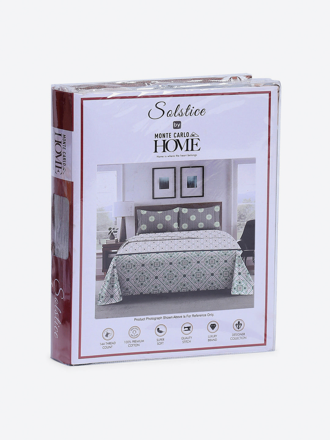 144 TC Cotton Double Bed 1 Fitted Bedsheet with 2 Pillow Cover (Solstice)
