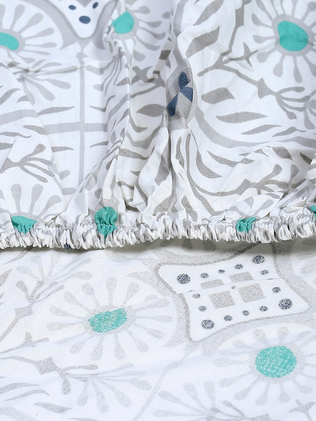 144 TC Cotton Double Bed 1 Fitted Bedsheet with 2 Pillow Cover (Solstice)