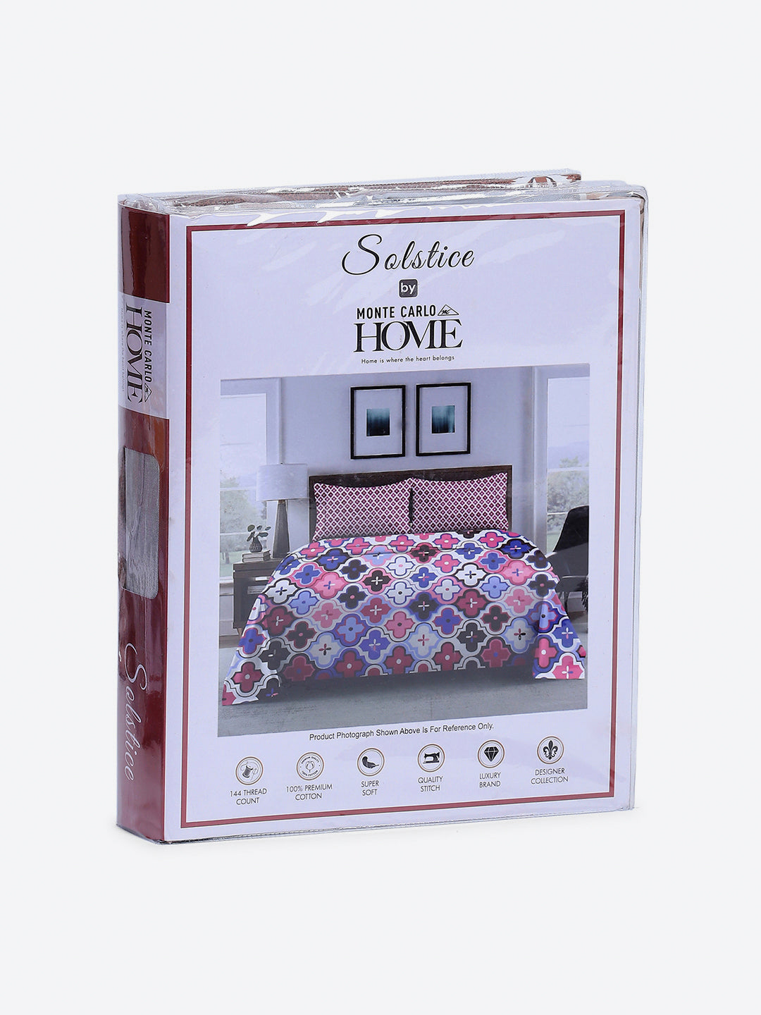 144 TC Cotton Double Bed 1 Fitted Bedsheet with 2 Pillow Cover (Solstice)