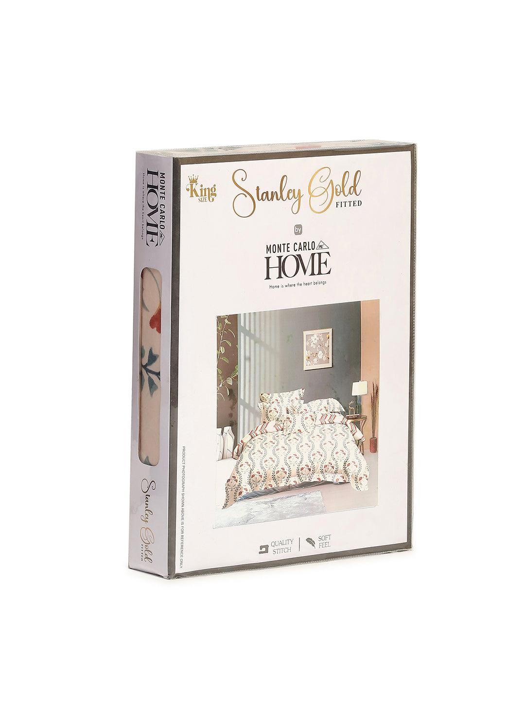 130 GSM Polyester King Size 1 Bedsheet with 2 Pillow Covers (Stanley Gold)