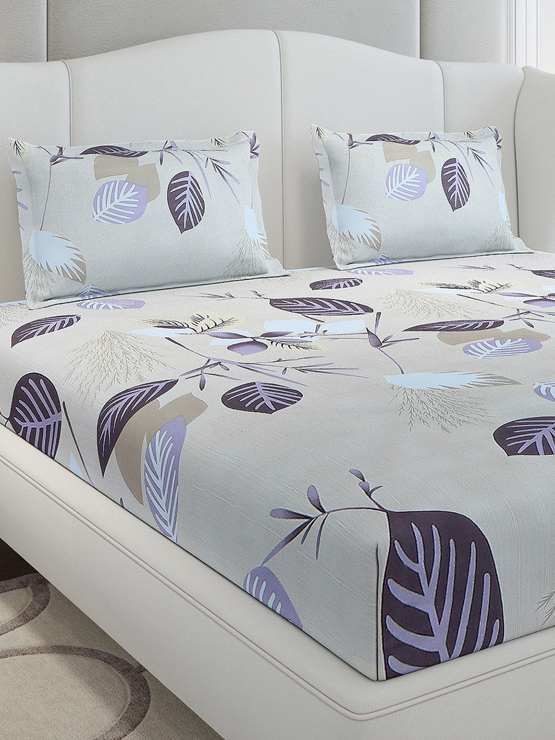 130 GSM Polyester King Size 1 Bedsheet with 2 Pillow Covers (Stanley Gold)