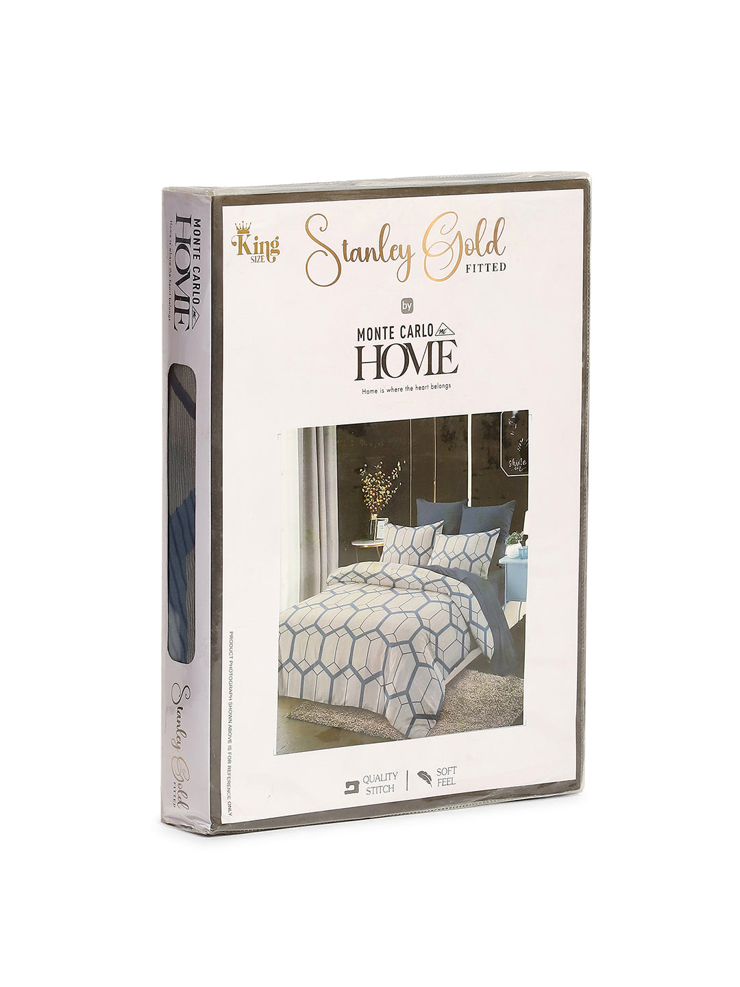 130 GSM Polyester King Size 1 Bedsheet with 2 Pillow Covers (Stanley Gold)