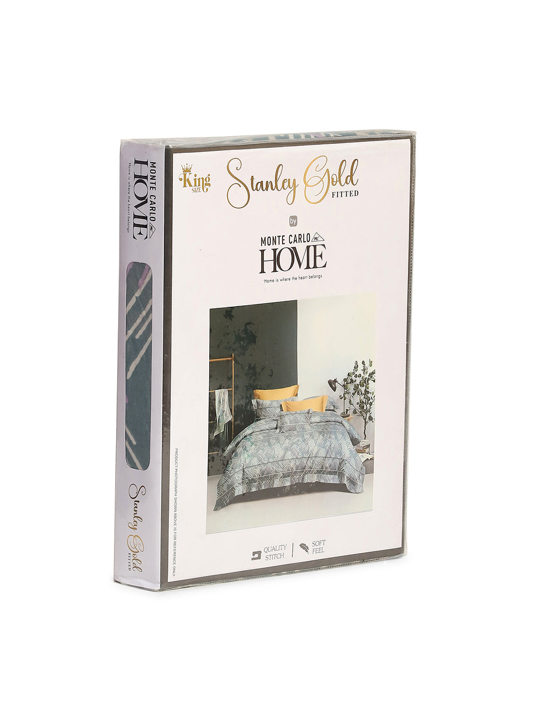 130 GSM Polyester King Size 1 Bedsheet with 2 Pillow Covers (Stanley Gold)