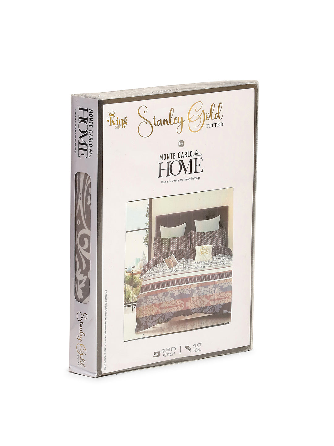 130 GSM Polyester King Size 1 Bedsheet with 2 Pillow Covers (Stanley Gold)
