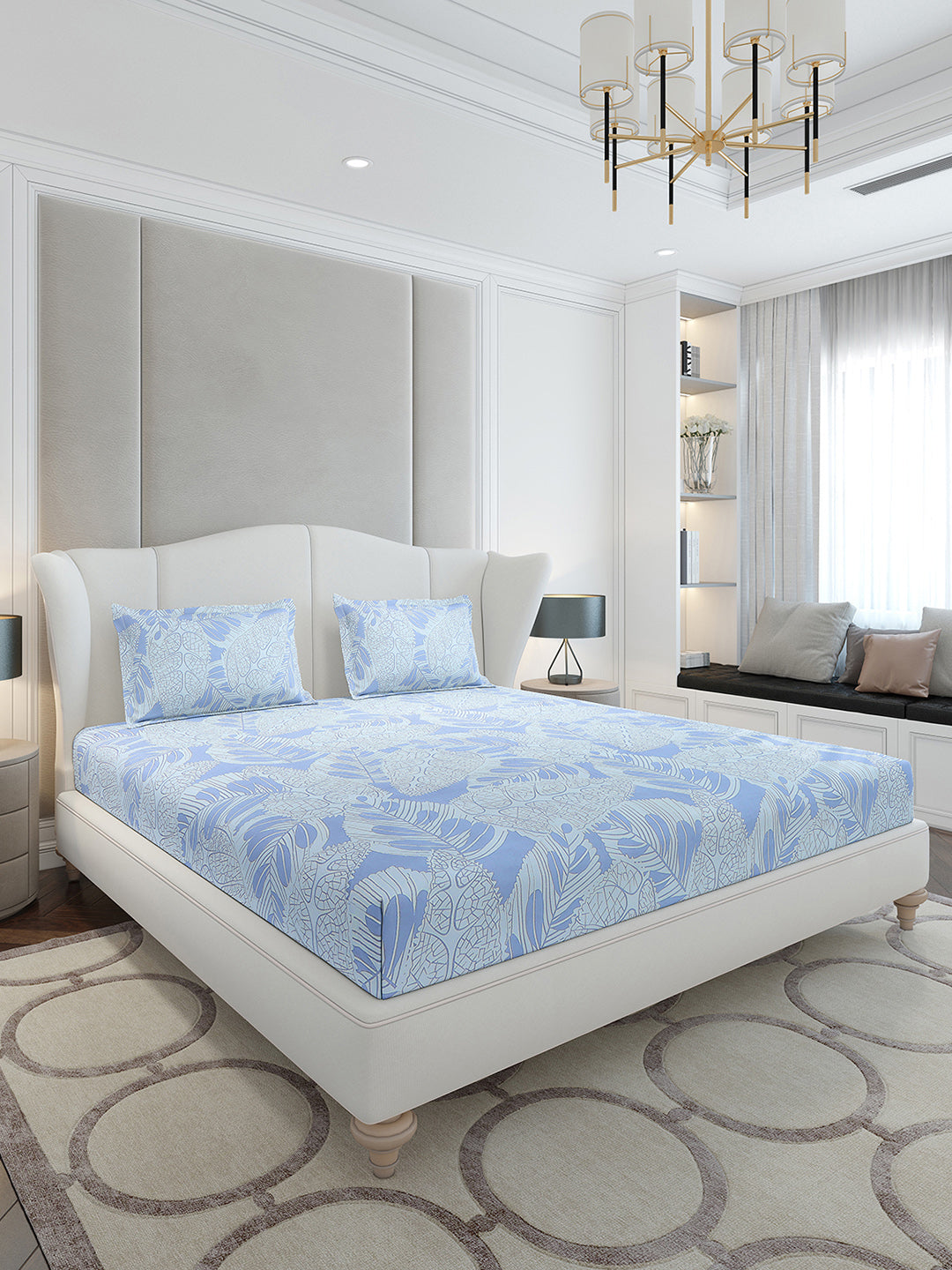 130 GSM Polyester King Size 1 Bedsheet with 2 Pillow Covers (Stanley Gold)