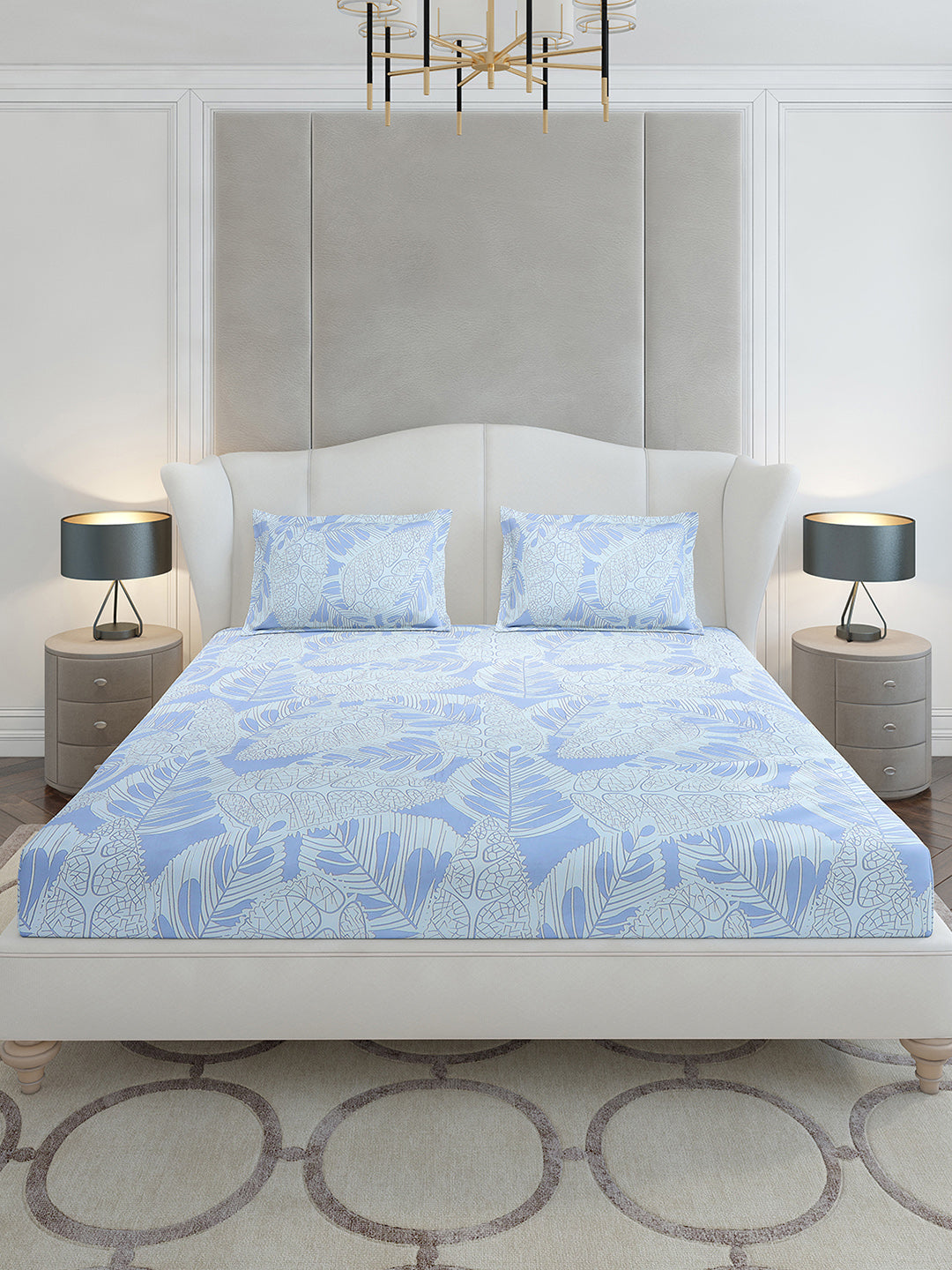 130 GSM Polyester King Size 1 Bedsheet with 2 Pillow Covers (Stanley Gold)